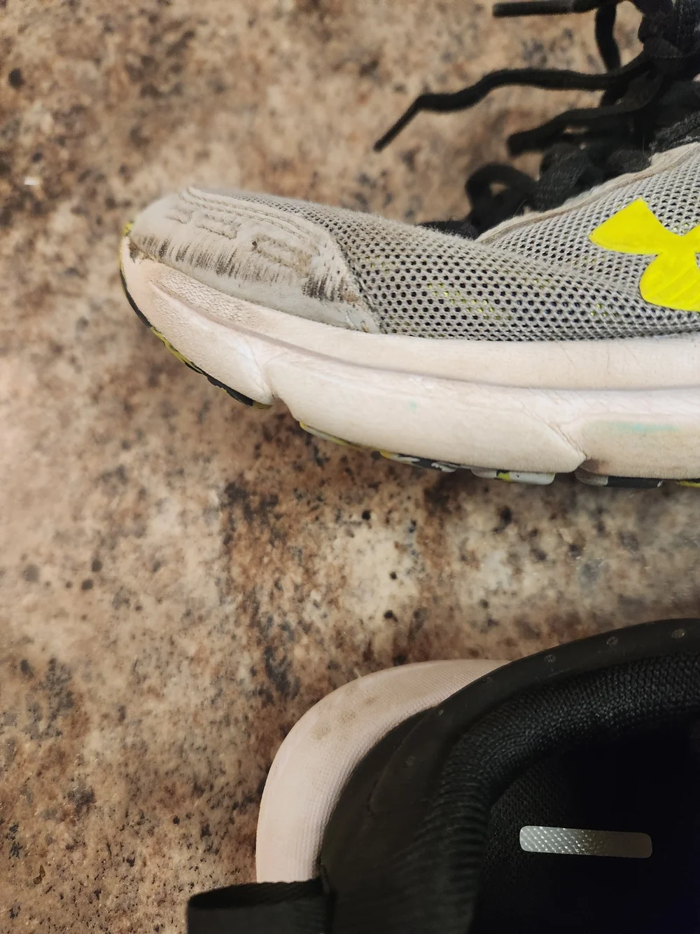 Under Armour Kids' Gray & Black Athletic Shoes with Yellow Logo- PLAY Condition
